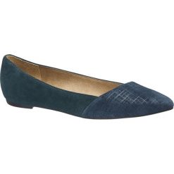 Baleriny damskie 5th Avenue niebieskie. Niebieskie baleriny damskie marki 5th Avenue, ze skóry, na obcasie. Za 139,90 zł.
