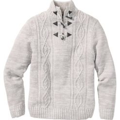 Sweter w warkocze bonprix jasnoszary melanż. Szare swetry męskie bonprix, s, melanż. Za 109,99 zł.