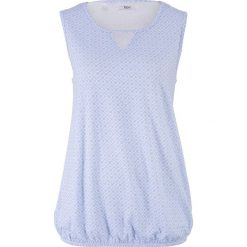 Top z gumką bonprix perłowy niebieski. Niebieskie bluzki damskie bonprix, bez wzorów, bez kołnierzyka. Za 44,99 zł.