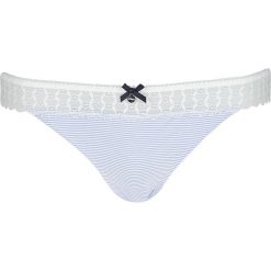 Stringi "Anouk" w kolorze błękitno-białym. Niebieskie stringi damskie Lascana & Co., w paski, z koronki. W wyprzedaży za 29,95 zł.