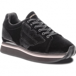Sneakersy EMPORIO ARMANI - X3X057 XD163 00002 Black. Czarne sneakersy damskie Emporio Armani, z materiału. Za 769,00 zł.