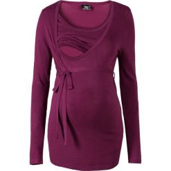 Sweter ciążowy i do karmienia bonprix jeżynowy. Fioletowe swetry damskie bonprix, w paski, bez rękawów, bez kaptura. Za 99,99 zł.