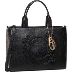 Torebka TRUSSARDI JEANS - Shopper Md Tumbled 75B01032 K299. Czarne torby damskie na zakupy Trussardi Jeans, bez wzorów, z jeansu, klasyczne, bez dodatków. Za 499,00 zł.