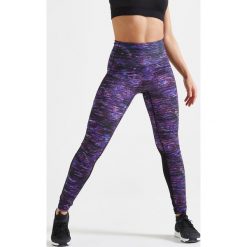 Legginsy fitness cardio 500A damskie. Niebieskie legginsy sportowe damskie DOMYOS, xs, w paski, z elastanu, na fitness i siłownię. Za 89,99 zł.