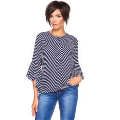 T-shirty damskie: Koszulka „Charlize” w kolorze granatowo-białym