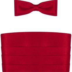 CIemnoczerwony pas smokingowy z muchą slim. Czerwone muszki męskie Modini Moda Męska, na co dzień, bez wzorów, z poliesteru, eleganckie. Za 99,00 zł.
