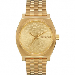 Zegarek "Time Teller" w kolorze złotym. Żółte, analogowe zegarki męskie marki Nixon, ze stali. W wyprzedaży za 159,95 zł.