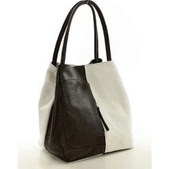 Torebki klasyczne damskie: Torebka skórzana italian bag MAZZINI CLARA – czarna z białym