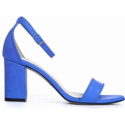 Sandałki na obcasie - skóra naturalna - model 342 - kolor szafirowy. Niebieskie sandały damskie Zapato, bez wzorów, ze skóry, bez obcasa, na obcasie, bez zapięcia. Za 279,00 zł.