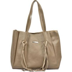 Shopper bag damskie: Skórzana torebka w kolorze fango – (S)28 x (W)49 x (G)17 cm