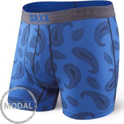 Bokserki męskie SAXX Platinum Paisley Blue. Niebieskie bokserki męskie marki Saxx, paisley, z dzianiny. Za 123,99 zł.