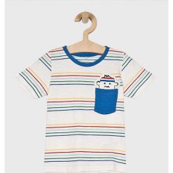 Name it - T-shirt dziecięcy 92-128 cm. Białe t-shirty chłopięce Name it, z nadrukiem, z bawełny, bez rękawów. W wyprzedaży za 29,90 zł.
