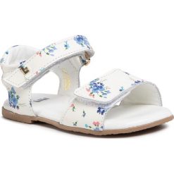 Sandały BIBI - Baby Birk Mini 1088067 Blue Garden/White. Białe sandały dziewczęce Bibi, ze skóry, bez zapięcia. Za 169,00 zł.