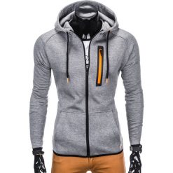 BLUZA MĘSKA ROZPINANA Z KAPTUREM B747 - SZARA. Szare bluzy męskie rozpinane marki Ombre Clothing, m, z bawełny, z kapturem. Za 69,00 zł.