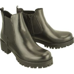 TAMARIS 25435-29 003 black leather, botki damskie. Czarne botki damskie Tamaris, ze skóry, bez obcasa, na obcasie, na zamek. W wyprzedaży za 215,90 zł.
