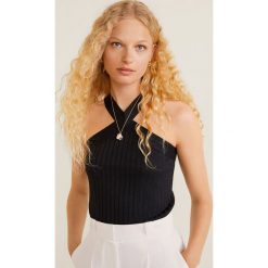 Mango - Top Mostie. Czarne bluzki damskie Mango, s, z aplikacjami, z elastanu, bez kołnierzyka. Za 79,90 zł.