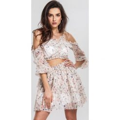 Beżowy Komplet Precise Nature. Brązowe spódniczki damskie other, na spotkanie biznesowe, na lato, s, w kwiaty, eleganckie, mini, rozkloszowane. Za 159,99 zł.