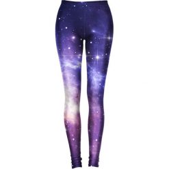 Legginsy: Legginsy w kolorze fioletowo-granatowym ze wzorem