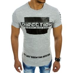 T-shirty męskie: T-shirt męski z nadrukiem szary (rx2096)