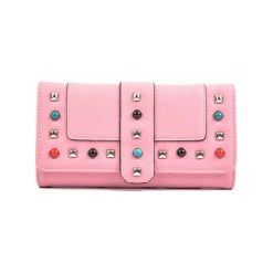 Kopertówki damskie: Skórznaa kopertówka w kolorze jasnoróżowym – (S)19,5 x (W)10 x (G)4 cm