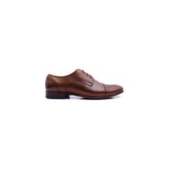 Brązowe półmatowe męskie buty wizytowe T97. Pomarańczowe buty wizytowe męskie Modini Moda Męska, ze skóry, bez zapięcia. Za 270,00 zł.