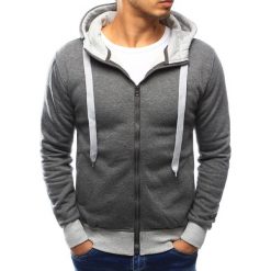 Bluzy męskie: Bluza męska z kapturem rozpinana szara (bx3013)