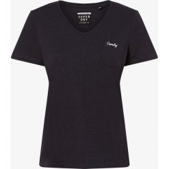 Superdry - T-shirt damski, niebieski. Niebieskie t-shirty damskie Superdry, s, z haftami, z dekoltem w serek. Za 89,95 zł.