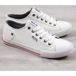 Trampki męskie eko skóra białe Big Star. Białe trampki męskie BIG STAR, bez wzorów, ze skóry, retro, bez zapięcia. Za 65,00 zł.