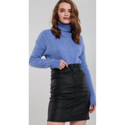Niebieski Golf Meadowlark. Niebieskie swetry damskie Renee, s, bez wzorów, z jeansu, eleganckie, z długim rękawem, długie, bez kaptura. Za 99,99 zł.