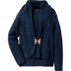 Sweter z szalikiem Slim Fit bonprix ciemnoniebieski. Niebieskie swetry klasyczne męskie bonprix, m, z dzianiny. Za 74,99 zł.