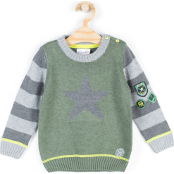 Sweter. Brązowe swetry chłopięce marki CAR, z aplikacjami, z bawełny, bez kołnierzyka. Za 44,90 zł.