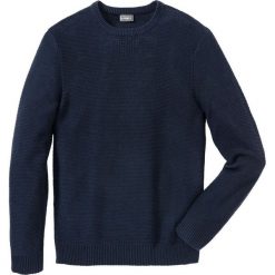 Sweter w strukturalny wzór z bawełny z recyclingu Regular Fit bonprix ciemnoniebieski. Niebieskie swetry męskie bonprix, s, z bawełny. Za 89,99 zł.