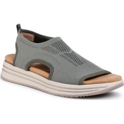 Sandały REMONTE - R2955-54 Green. Zielone klapki damskie Remonte, bez wzorów, z materiału, bez obcasa. Za 289,00 zł.
