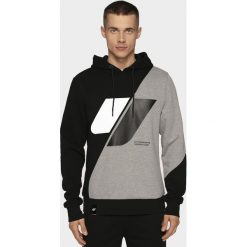 Bluza męska BLM203 - szary melanż. Szare bluzy męskie xl, melanż, z dzianiny, z kapturem. W wyprzedaży za 129,99 zł.