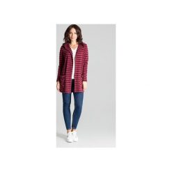 Sweter L070 Bordo. Czerwone swetry damskie Lenitif, xl, w paski, z dzianiny, z długim rękawem, długie, z kapturem. Za 169,00 zł.