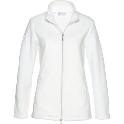 Bluza rozpinana z polaru z nadrukiem z animalistycznym nadrukiem bonprix biel wełny - srebrny. Białe bluzy damskie bonprix, z nadrukiem, z wełny, bez rękawów, bez kaptura. Za 79,99 zł.