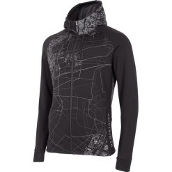 Bluza męska BLM213 - głęboka czerń allover. Czarne bluzy męskie marki 4f, m, bez wzorów, z dresówki, z kapturem, bez rękawów, z kapturem. Za 169,99 zł.