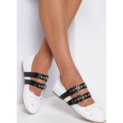 Białe Balerinki Trellis. Białe baleriny damskie Renee, bez wzorów, ze skóry, bez obcasa, na płaskiej podeszwie. Za 39,99 zł.