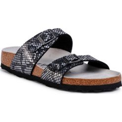 Klapki BIRKENSTOCK - Sydney Mf 1016893 Phyton Black. Szare klapki damskie Birkenstock, bez wzorów, ze skóry ekologicznej, bez obcasa. W wyprzedaży za 259,00 zł.