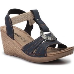 Sandały INBLU - OC02AQ05 Cobalt Blue. Niebieskie klapki damskie Inblu, z aplikacjami, ze skóry ekologicznej, bez obcasa, na obcasie. Za 89,99 zł.