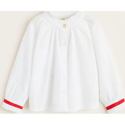 Mango Kids - Koszula dziecięca Whity 80-104 cm. Białe bluzki dziewczęce Mango Kids, bez wzorów, z bawełny, ze stójką, z długim rękawem, długie, bez kaptura. W wyprzedaży za 49,90 zł.