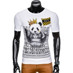T-shirty męskie: T-SHIRT MĘSKI Z NADRUKIEM S931 – BIAŁY