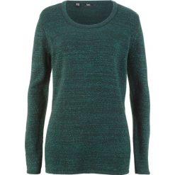 Sweter z długim rękawem bonprix głęboki zielony melanż. Zielone swetry damskie bonprix, bez wzorów, z długim rękawem, długie, bez kaptura. Za 74,99 zł.