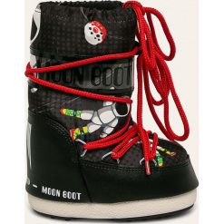 Moon Boot - Śniegowce dziecięce. Czarne śniegowce chłopięce Moon Boot, na zimę, na sznurówki. Za 329,90 zł.
