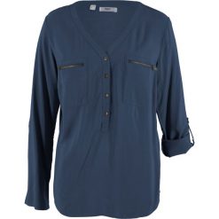 Bluzka z wiskozy, długi rękaw bonprix ciemnoniebieski. Niebieskie bluzki damskie marki bonprix, z wiskozy, z długim rękawem. Za 59,99 zł.