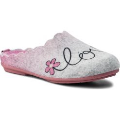 Kapcie MANITU - 320558 Grau/Rose 9. Szare klapki damskie Manitu, z aplikacjami, z tworzywa sztucznego, bez obcasa. Za 129,00 zł.