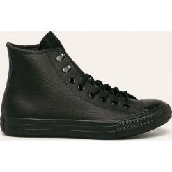 Converse - Trampki skórzane. Czarne trampki męskie Converse, bez wzorów, ze skóry, na sznurówki. Za 399,90 zł.