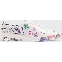 Buty sportowe damskie: MANGO Buty sportowe Doodles – White,Multicolor