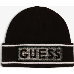 Guess Jeans - Czapka damska, czarny. Czarne czapki damskie Guess Jeans, z aplikacjami, z jeansu. Za 219,95 zł.