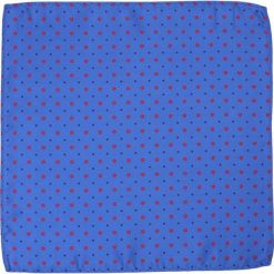 Elegancka, Męska Poszetka - ALTIES - Kolor Niebieski, Czerwone Kwiatki POSZALTTANIA0145. Niebieskie poszetki męskie Alties, w kwiaty, z materiału, eleganckie. Za 16,90 zł.